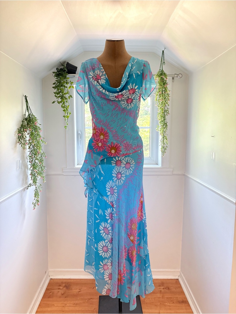 Vintage Beaded Cowl-Neck & Maxi Skirt Matching Set